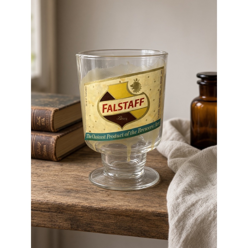 Vintage Falstaff Charming & Quirky Homemade Beer Glass Footed Chalice Pedestal